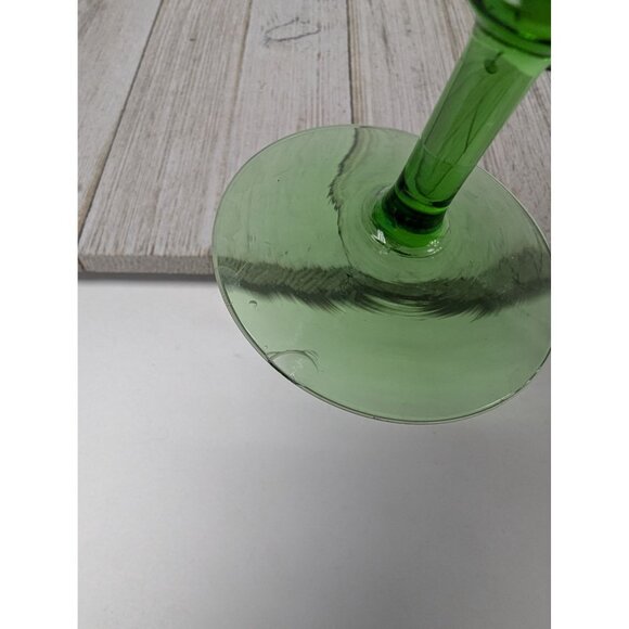 Vintage 5" Juice Cordial Cocktail Glasses Set Of 2 Green Stem Grapes - Picture 6 of 6